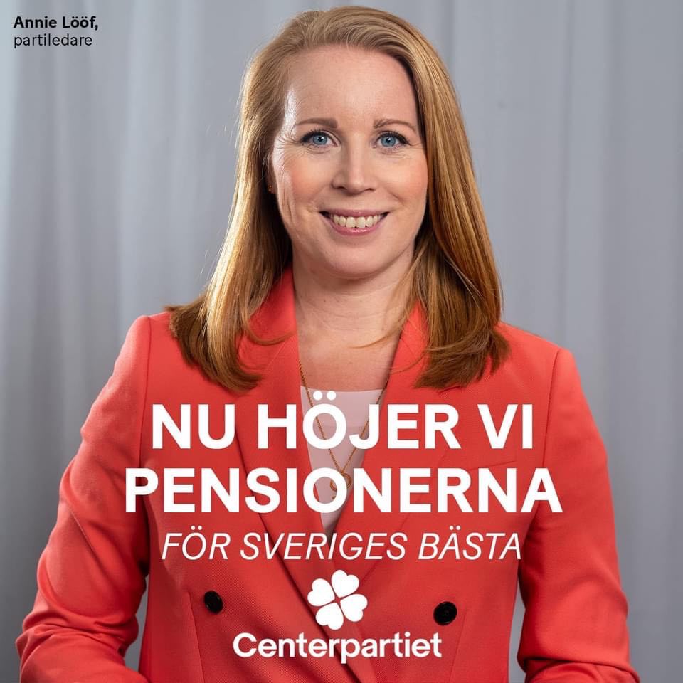 Höjda pensioner Centerpartiet